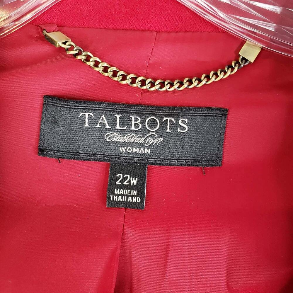 Talbots Blazer Women’s Plus Size 22W Button Red 3/4 Sleeve Wool Lined - Picture 6 of 8